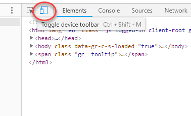 screenshot of toggle device toolbar option